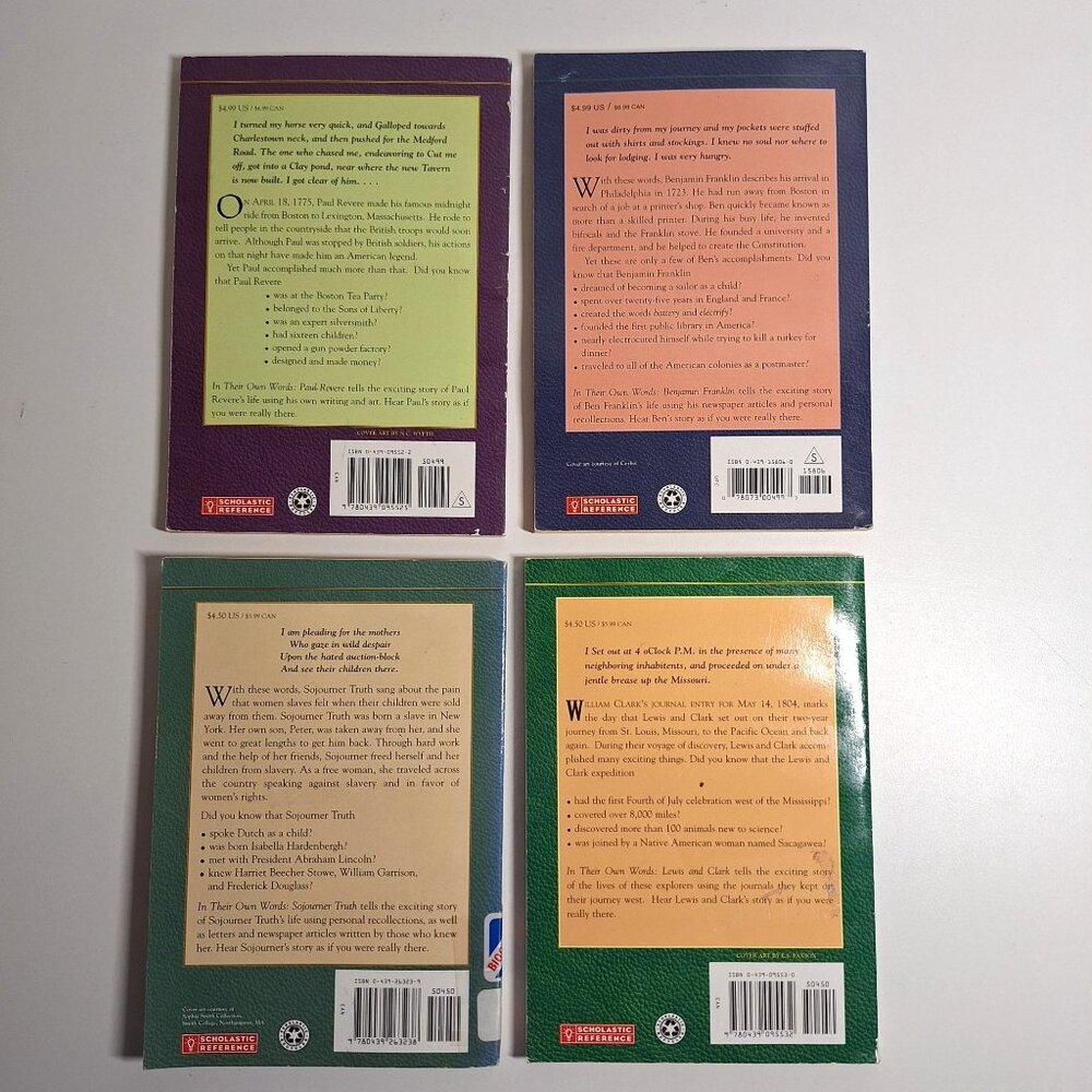 In Their Own Words Biographies Scholastic 7 Chapter Book Lot Revere Franklin - Picture 4 of 10